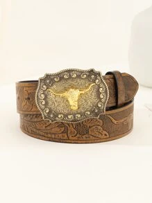 Boho 1 Phụ Nữ Đầu Bò Trang Trí Khóa Geo Vintage Thắt Lưng Cho Cuộc Sống Hàng Ngày - Lạc đà - Xem 1