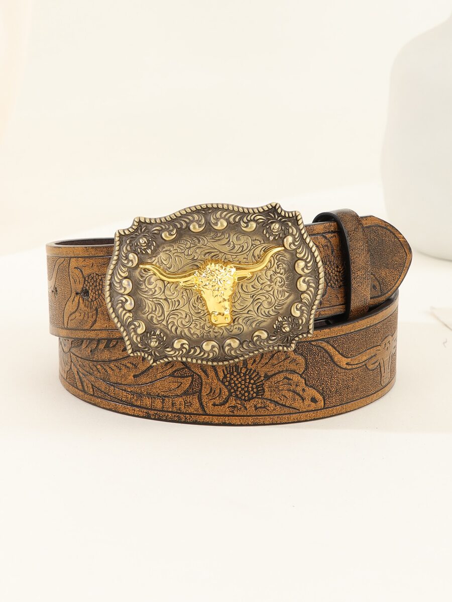 Boho 1 Phụ Nữ Đầu Bò Trang Trí Khóa Geo Vintage Thắt Lưng Cho Cuộc Sống Hàng Ngày - Lạc đà - Xem 1