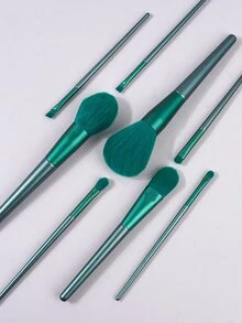 Juego de 8 piezas de brochas de maquillaje profesionales con mango de madera, color verde oscuro, para principiantes y viajes, set de brochas, kit de brochas de maquillaje, set de brochas de maquillaje, kit de maquillaje completo, set de brochas de maquillaje, kit de maquillaje completo, kit de brochas, set de brochas de maquillaje, set de regalo de maquillaje, set - Verde - Ver 5