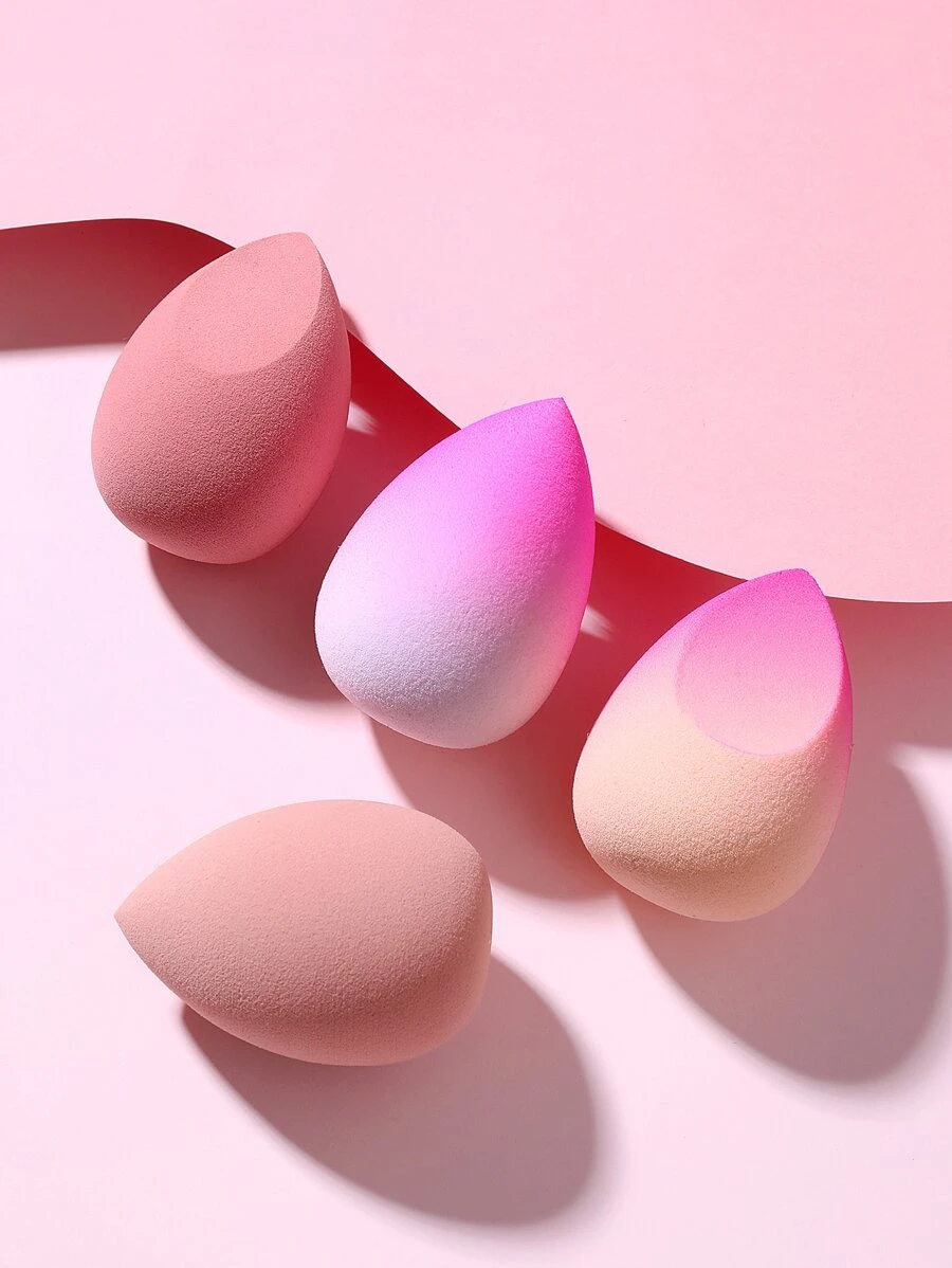 4PCS Egg Shaped Makeup Sponges Set Wet Dry Dual Use Cosmetic Sponges For Foundation Concealer Powder Portable Bedroom Vanity Travel Essential Cheap Makeup Accessories Christmas Holiday Gifts Giveaways For Women - 彩色 - 查看 1