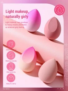 4PCS Egg Shaped Makeup Sponges Set Wet Dry Dual Use Cosmetic Sponges For Foundation Concealer Powder Portable Bedroom Vanity Travel Essential Cheap Makeup Accessories Christmas Holiday Gifts Giveaways For Women - 彩色 - 查看 4