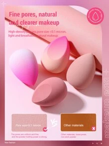 4PCS Egg Shaped Makeup Sponges Set Wet Dry Dual Use Cosmetic Sponges For Foundation Concealer Powder Portable Bedroom Vanity Travel Essential Cheap Makeup Accessories Christmas Holiday Gifts Giveaways For Women - 彩色 - 查看 5