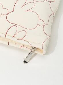 1Pc Bông Họa Tiết Thỏ Chống Nước Dễ Thương Thỏ Túi Lục Giác Dung Tích Lớn Túi Trang Điểm Cho Nữ Cô Gái Bảo Quản Trang Điểm Sắp Xếp Hộp Đựng Trang Điểm - Màu be - Xem 2