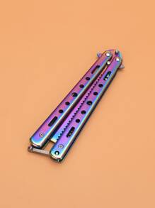 1入組不銹鋼折疊練習蝴蝶梳、翻轉技巧梳、訓練練習梳、情人節禮物、戶外運動用髮型設計工具 - 彩色 - 查看 2