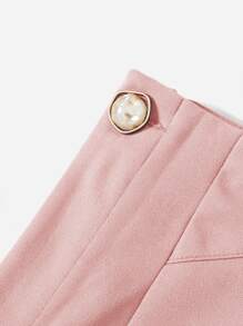 SHEIN LUNE Solid Slant Pocket Skinny Trousers - Baby Pink - View 5