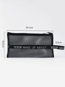 RANCAI 1pc Black Grid Makeup Brush Holder Bag - Black - View 4