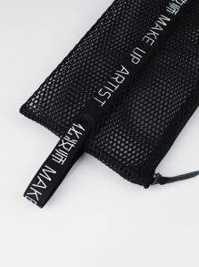 RANCAI 1pc Black Grid Makeup Brush Holder Bag - Black - View 5