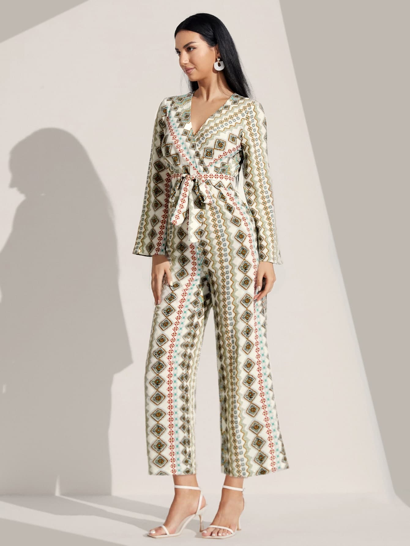 Mulvari Geo Print Belted Jumpsuit - Multicolor - View 1