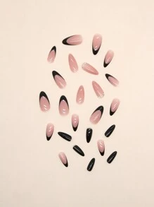 Werten Sie Ihren Look sofort auf mit 24 Stücke langen künstlichen Nägeln in Mandel-Nude mit 3D-Strassdekor, 1 Blatt Klebeband und 1 Nagelfeile zum Aufdrücken der Nägel. Nagelzubehör