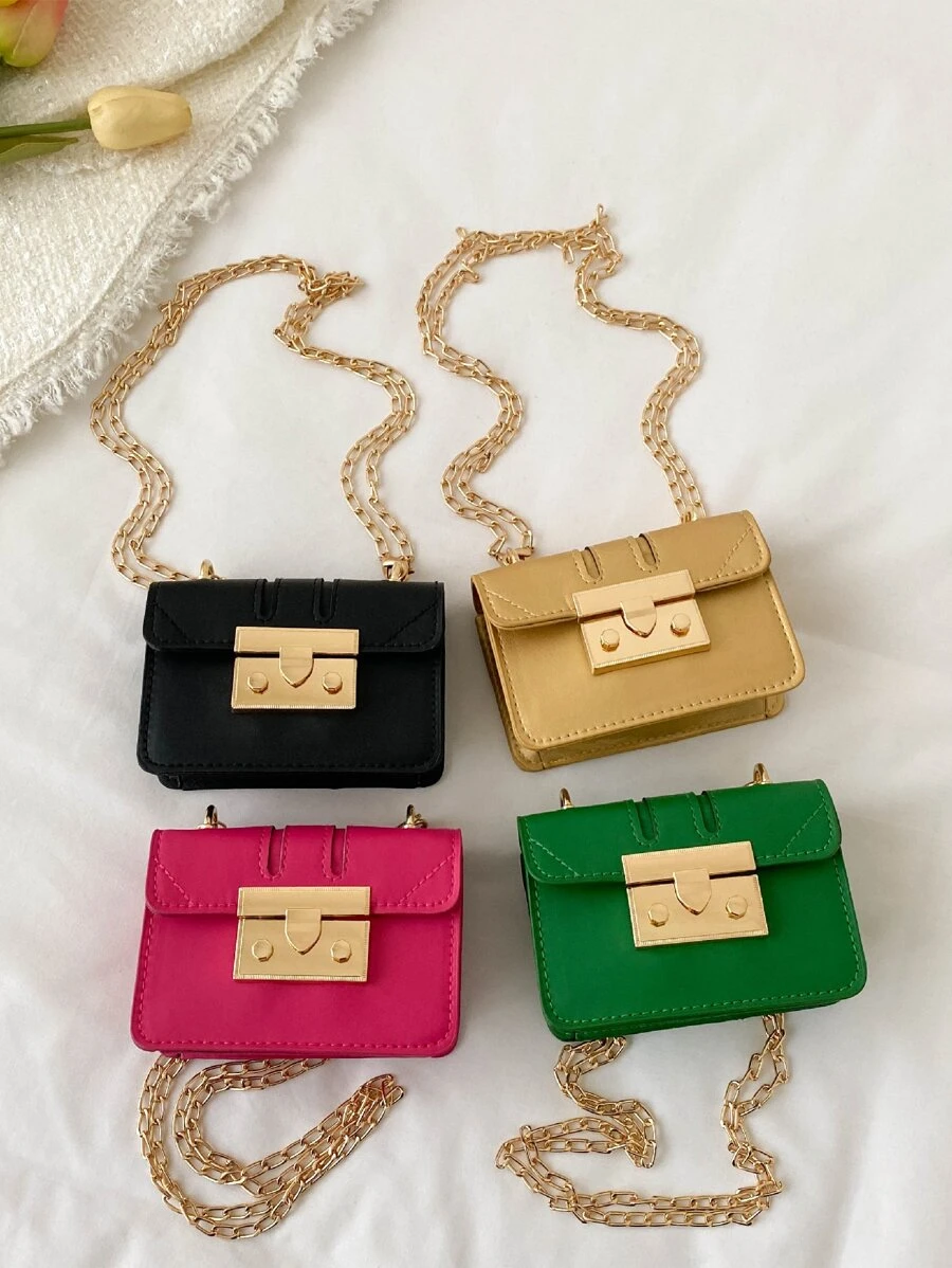 Mini geantă pătrată curea cu lanț cu model metalic