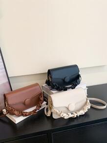 極簡手提包包白色方包適合女士 - 棕色 - 查看 1