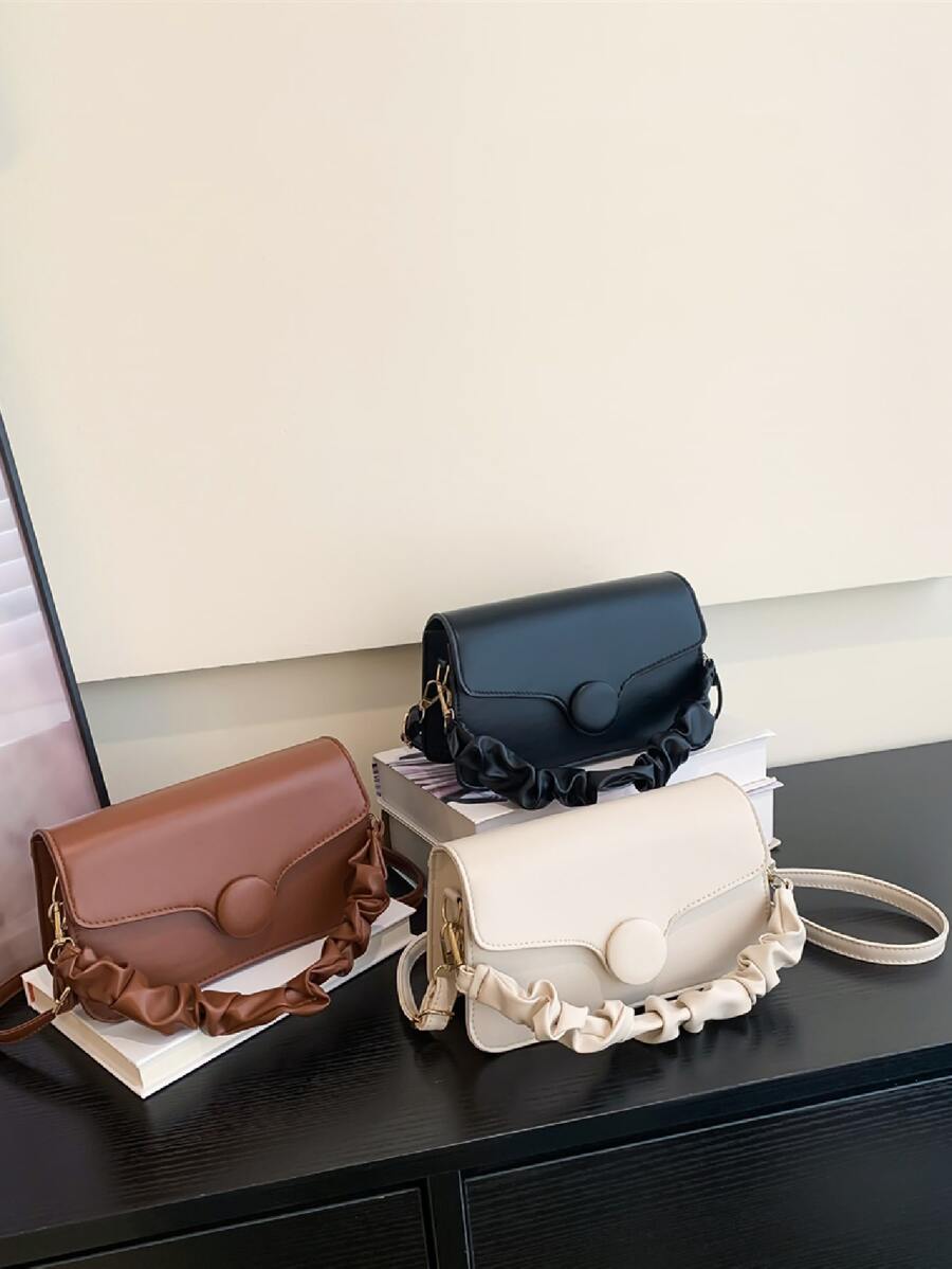 極簡手提包包白色方包適合女士 - 棕色 - 查看 1