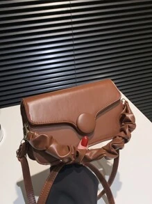 極簡手提包包白色方包適合女士 - 棕色 - 查看 2