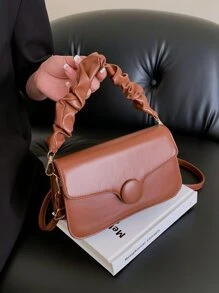 極簡手提包包白色方包適合女士 - 棕色 - 查看 7