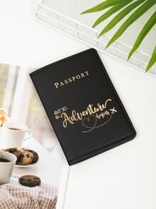 旅行護照套時尚2022女士護照夾套男士旅行證件套 - 黑色 - 查看 1