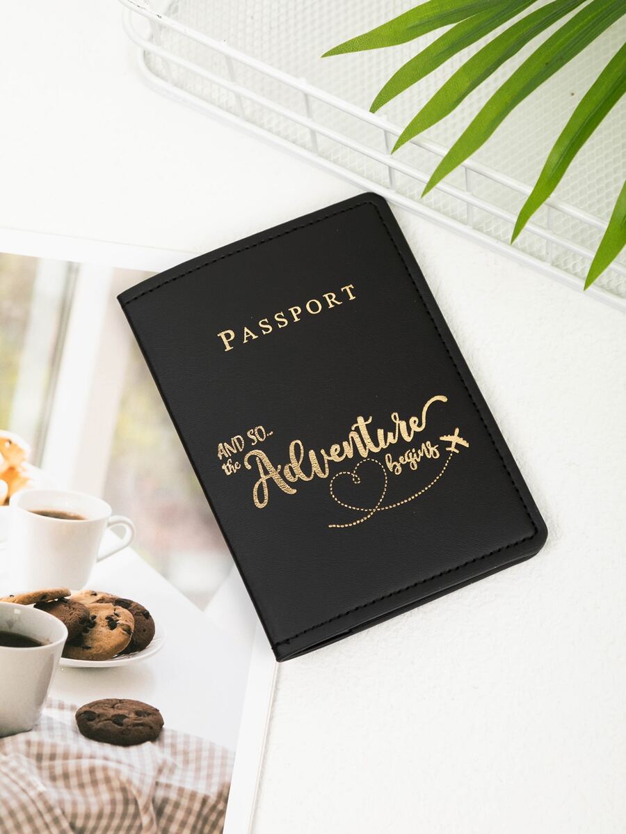 旅行護照套時尚2022女士護照夾套男士旅行證件套 - 黑色 - 查看 1