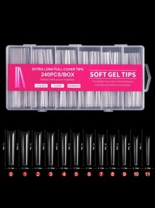 240Pcs Long Coffin Transparent Press On Nails Nail Extension Supplies For Home DIY Salon - Clear - View 3