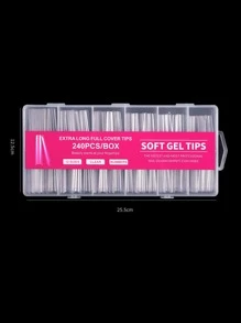 240Pcs Long Coffin Transparent Press On Nails Nail Extension Supplies For Home DIY Salon - Clear - View 4