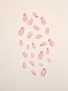 Transforme sus uñas con 24 uñas postizas con patrón de corazón francés blanco almendra largo y 1 lima de uñas y 1 hoja de cinta para uñas - Multicolor - Ver 5