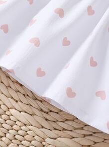 SHEIN Baby Girl Heart Print Bow Front Ruffle Trim Top & Shorts - Multicolor - View 3