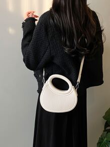 New Fashion Striped Women's Hard Shell Handbag Shoulder Crossbody Bag - Beige - View 4