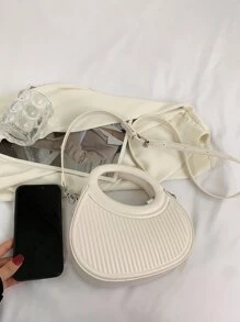 New Fashion Striped Women's Hard Shell Handbag Shoulder Crossbody Bag - Beige - View 5