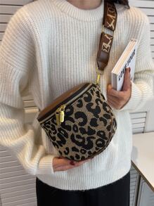 Riñonera mini con estampado de leopardo con tira ajustable para diariamente - Multicolor - Ver 1