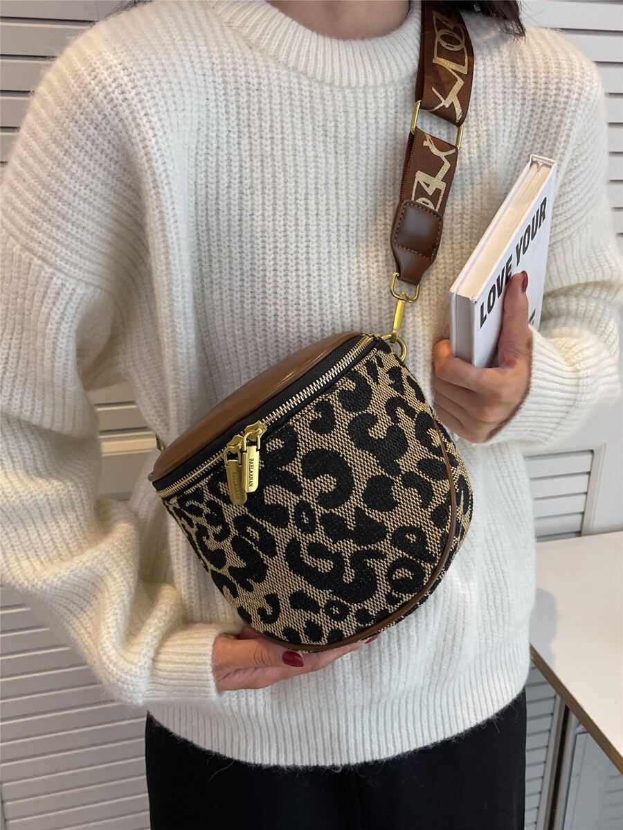 Riñonera mini con estampado de leopardo con tira ajustable para diariamente - Multicolor - Ver 1