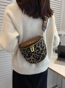 Riñonera mini con estampado de leopardo con tira ajustable para diariamente - Multicolor - Ver 2