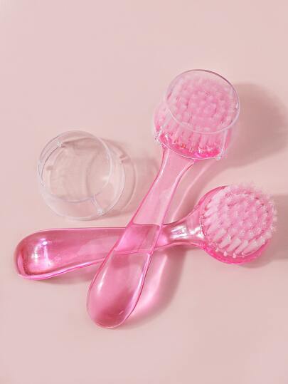 2 piezas Cepillo de limpieza de polvo para arte de uñas, herramienta de manicura de mango largo, cepillos para eliminar el polvo y residuos para uñas acrílicas, brochas de maquillaje, herramientas de limpieza de manicura, cepillo de arte de uñas (rosa)