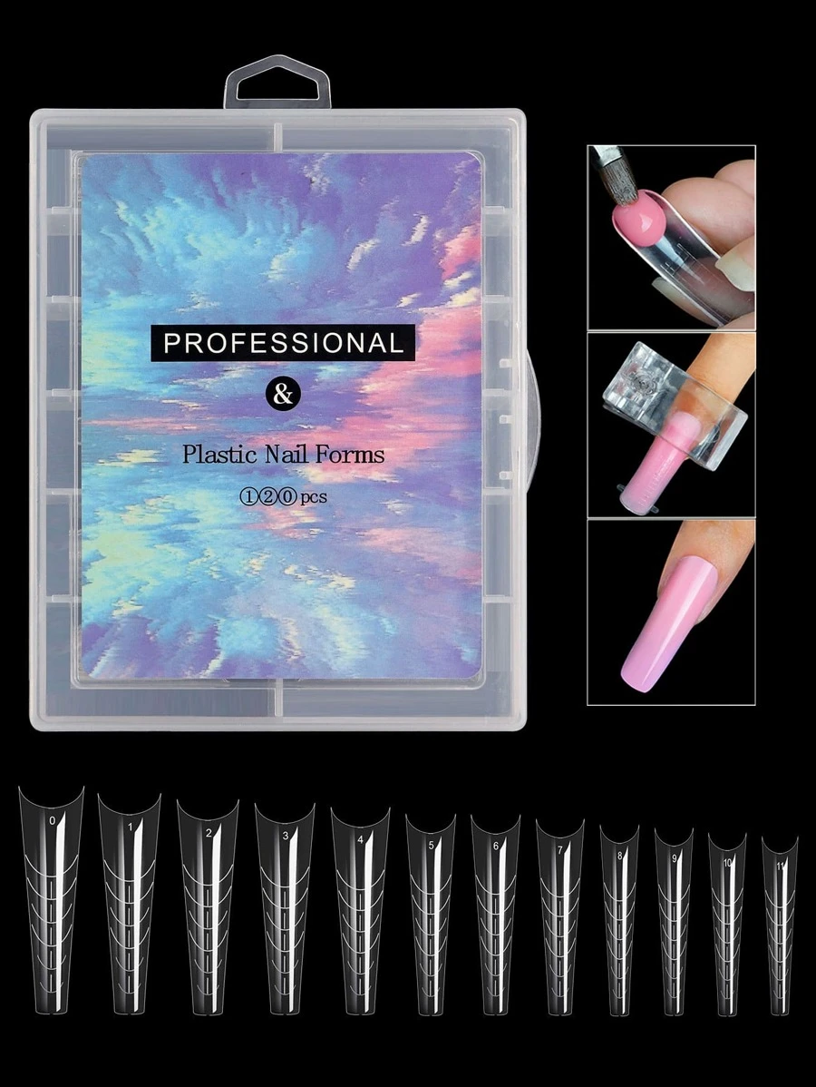 指甲凝膠形式1盒透明指甲延長技巧套裝指甲增強加厚亞克力假指甲美甲工具時尚美甲設計沙龍DIY在家 - 無色 - 查看 1