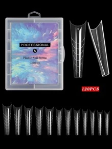 指甲凝膠形式1盒透明指甲延長技巧套裝指甲增強加厚亞克力假指甲美甲工具時尚美甲設計沙龍DIY在家 - 無色 - 查看 2