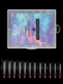 指甲凝膠形式1盒透明指甲延長技巧套裝指甲增強加厚亞克力假指甲美甲工具時尚美甲設計沙龍DIY在家 - 無色 - 查看 5