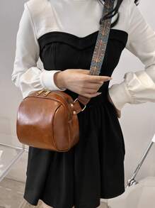 迷你貝殼包附卡通包包墜飾 - 棕色 - 查看 4