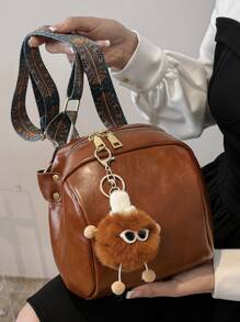迷你貝殼包附卡通包包墜飾 - 棕色 - 查看 8