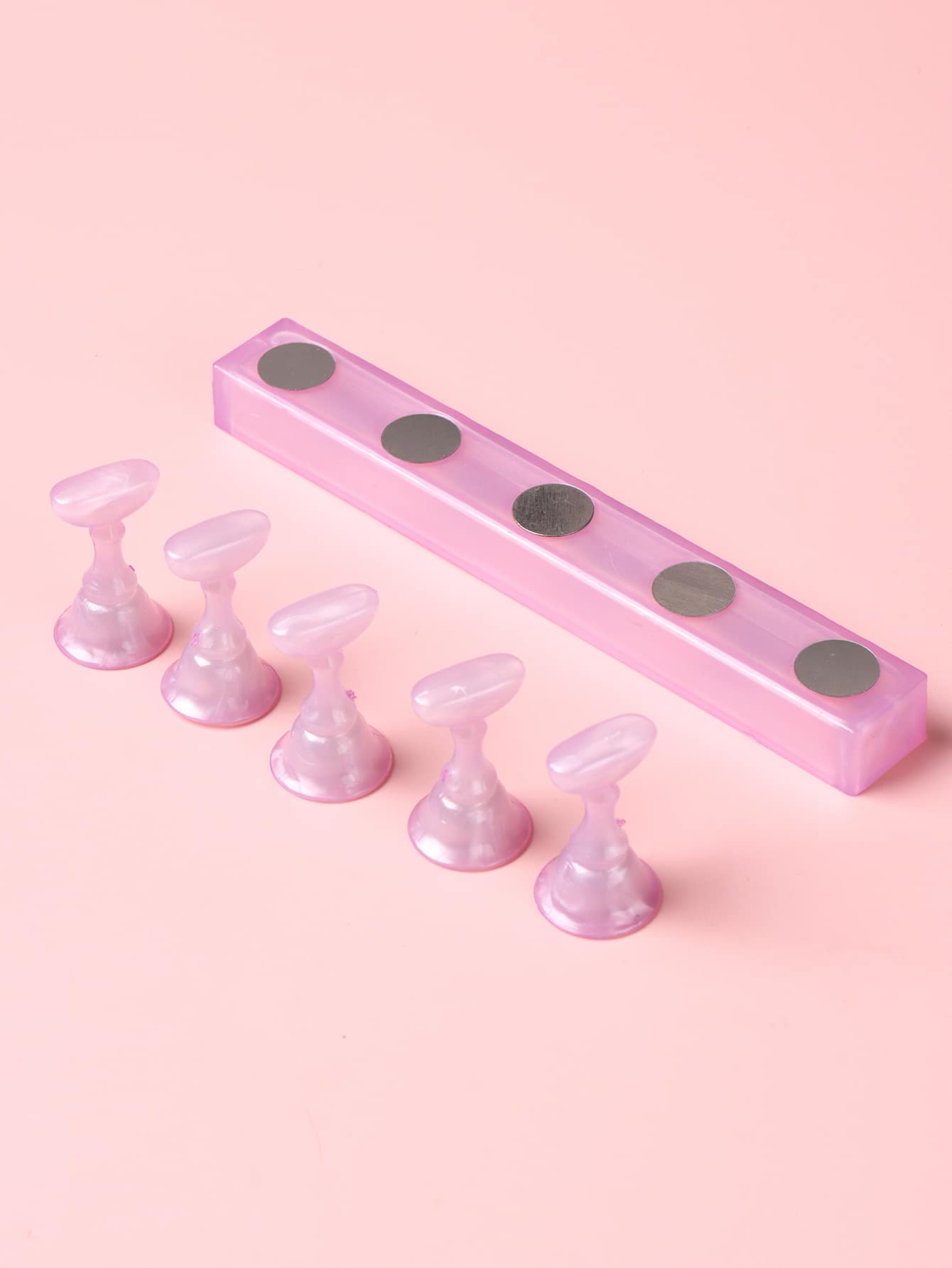 FULL BEAUTY 5入組粉紅色亞克力指甲設計練習架，帶1入組底座支架磁性指甲架訓練指甲展示架DIY指甲水晶架美甲沙龍 - 紫色 - 查看 1
