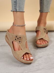 Giày bệt dày và Dép nêm Nữ - Màu be - Xem 2