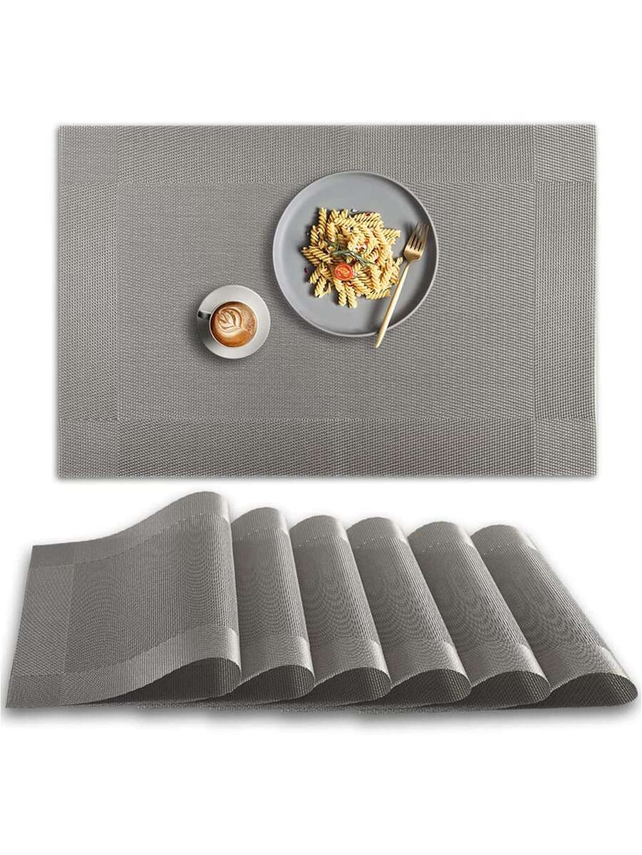 1 pieza Mantel individual PVC minimalista anti deslizante para casa - Gris Claro - Ver 1