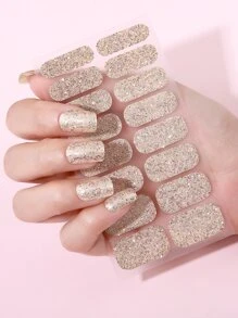 Beauty Sticker 1 hoja de pegatinas de arte de uñas con brillo y 1 lima de uñas - Pegatinas para uñas DIY - Champán - Ver 1