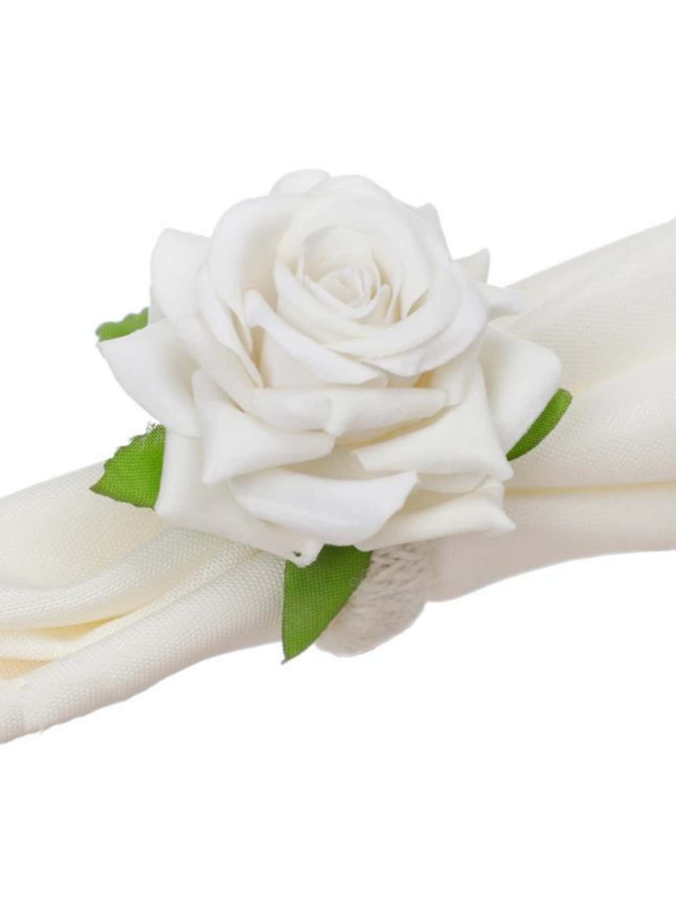 6入組/套滌綸餐巾環派對用花卉裝飾餐巾架環 - 白色 - 查看 1