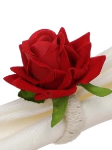 6入組/套滌綸餐巾環派對用花卉裝飾餐巾架環 - 白色 - 查看 5