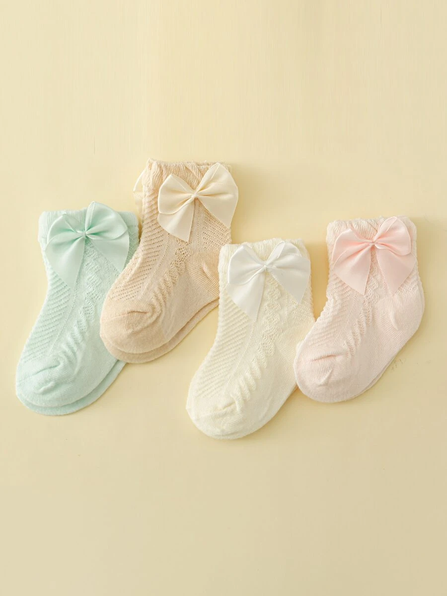 4 đôi tất thủy thủ đoàn trang trí nơ cho bé - Nhiều màu - Xem 1