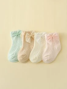 4 đôi tất thủy thủ đoàn trang trí nơ cho bé - Nhiều màu - Xem 2