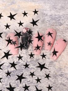 FULL BEAUTY 2sheets Star Pattern Nail Art Sticker Y2K-Style Nail Art Decals Nail Stickers DIY - Black and White - View 2