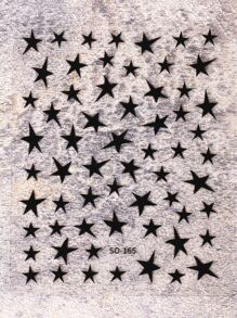 FULL BEAUTY 2sheets Star Pattern Nail Art Sticker Y2K-Style Nail Art Decals Nail Stickers DIY - Black and White - View 7
