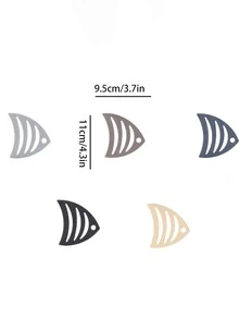 5pcs/set Silicone Coaster, Creative Fish Design Insulation Pad For Home - Multicolor - View 5