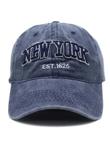 Men Letter Embroidered Baseball Cap Street - Blue - View 2