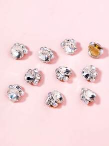 10 cái 3D Rhinestone & Faux Pearl Decor Trang trí móng nghệ thuật - trắng - Xem 2