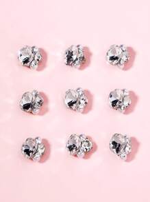 10 cái 3D Rhinestone & Faux Pearl Decor Trang trí móng nghệ thuật - trắng - Xem 3