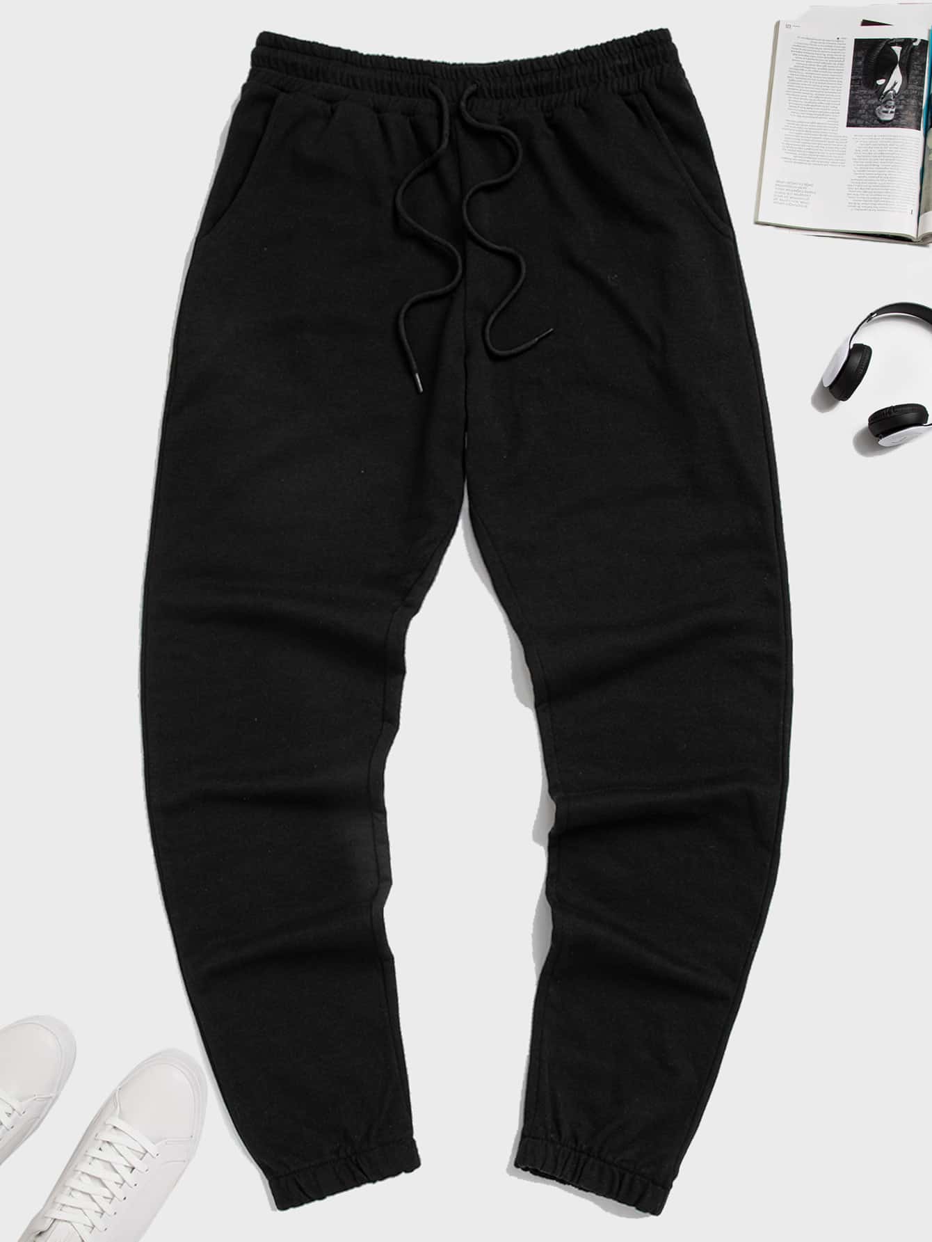 RueChic Pantaloni de trening pentru bărbați cu șnur solid